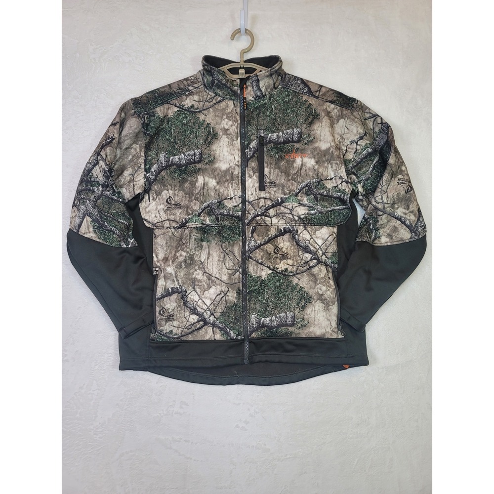 Habit Mens Camo Softshell Hunting Jacket Mothwing Outdoorsy L Full Zip Gorpcore